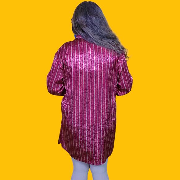 Victoria's Secret Red and Gold Striped Button Up Sleepshirt, M - Picture 7 of 8